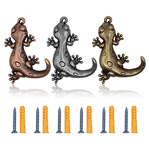 ALIWINER Gecko Single Hooks, Key Holder Towel Hanger,Decorative Wall Hooks for Hanging,Set of 3