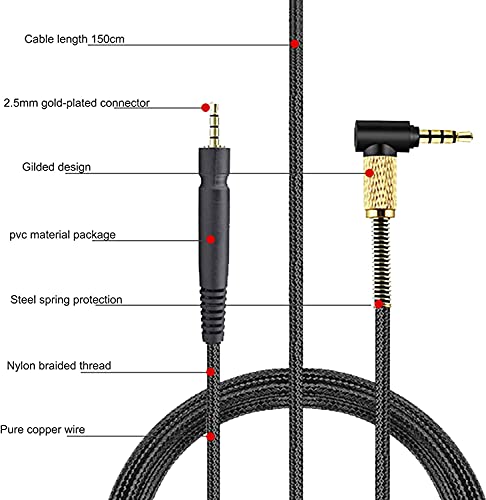 Adhiper GSP 600 Replaceable Audio Cable GSP 600 Audio Audio Cable Auxiliary Cable is Compatible for Sennheiser Game ONE/Game Zero/GSP 600 / GSP 350 / GSP 500 / Gaming Headphones (Mobile/Version)