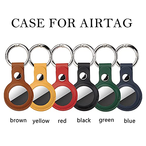 EatMelon 4 Pack Case Compatible with Apple AirTags Case AirTag Keychain Leather AirTag Holder Upgrade Protective Portable Case for AirTag (Yellow/Brown/Blue/Black)