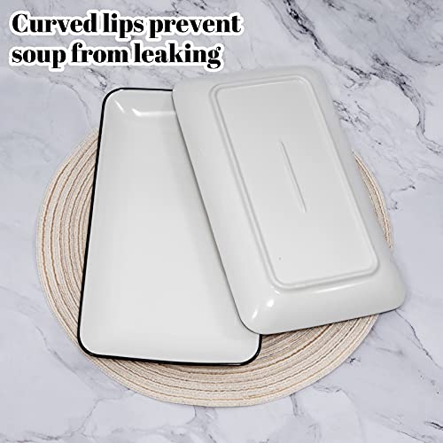 Aquiver 12" Ceramic Platters - White Rectangle Serving Plates for Party Food, Sushi, Fruits, Snacks, Appetizer, Taco, Desserts, Entertaining Guests, Set of 4 (Creamy White)