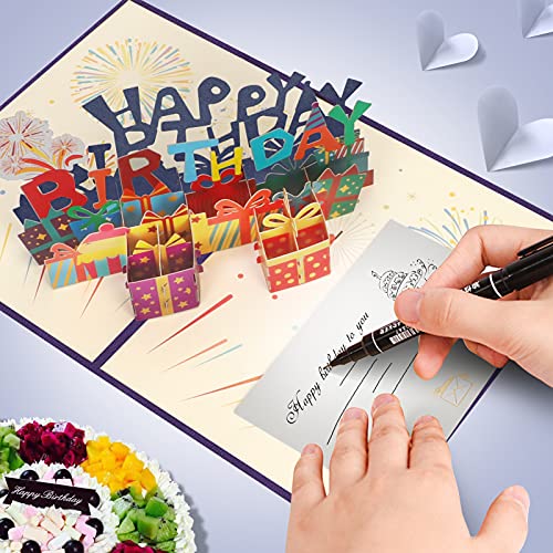 Skycase 3D Birthday Card,[1 PACK] Handmade Paper Happy Birthday Pop Up Card with Envelope Postcards and (Mini) Message Card for Friends, Kids, Parents,HAPPY BIRTHDAY Card