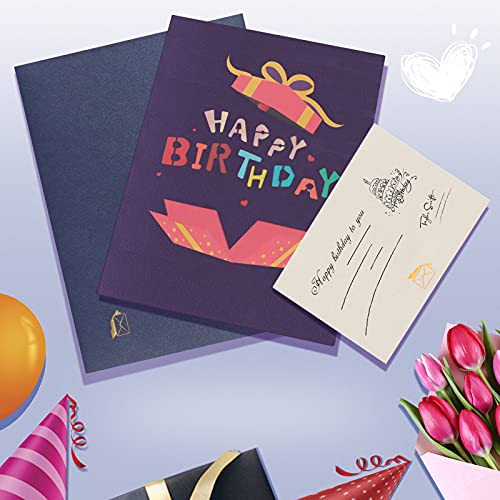 Skycase 3D Birthday Card,[1 PACK] Handmade Paper Happy Birthday Pop Up Card with Envelope Postcards and (Mini) Message Card for Friends, Kids, Parents,HAPPY BIRTHDAY Card