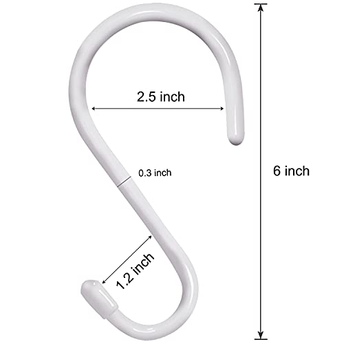 Mzekgxm Large Heavy Duty White S Hooks for Hanging, 6 inch Non Slip Vinyl Coated Metal Closet S Hooks for Hanging Plants Outdoor Lights and Kitchen Pot Pan Cups Closet Towels Jeans Hats (4 Pack)