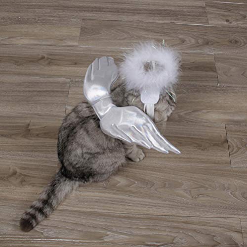 Baluue Halloween Pet Costume- Angel Halo and Wing Set, Pet Makeover Clothes Fancy Cosplay Party Costume for Dog Cat (White, S)