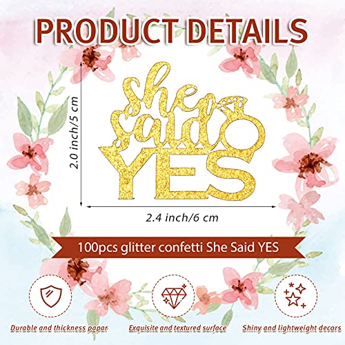 100 Pieces She Said Yes Glitter Confetti with Diamond Ring Table Confetti Wedding Engagement Party Table Scatter for Valentine's Day Proposal Bachelorette Bridal Shower Party Decoration