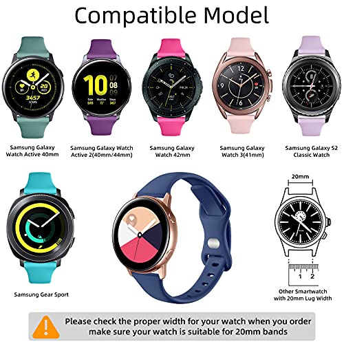 GEAK Compatible for Samsung Watch 4 Bands/Samsung Watch 5 Bands 40mm 44mm/Watch 5 Pro 45mm,20mm Soft Slim Silicone Replacement Band for Active 2 40mm/Galaxy Watch 4 5 Small Black/Navy/Plum/Pine Green