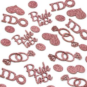 budicool 320pcs glittering rose gold diamond ring,bride to be,i do and hearts table confetti for bridal shower decorations