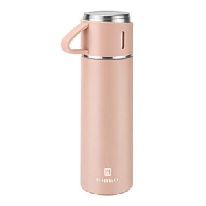 stainless steel thermo 500ml/16.9oz vacuum insulated bottle with cup for coffee hot drink and cold drink water flask.(pink,single)