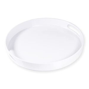 lindlemann serving tray - large round melamine white - strong & sturdy w/built-in handles for easy handling - beautiful gloss finish, elegant & classy, easter & mothers' day gift (white,13.5 inches)