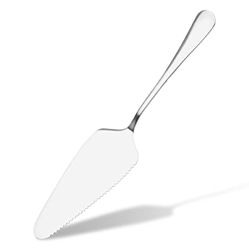 KUFUNG Pie Server, Stainless Steel Cake Cutter Griddle Spatula,Pie Steak Pizza Shovel with Beveled Edges (2.4x8.9, Silver)