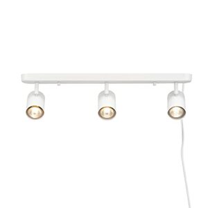 Globe Electric 60024 3-Light Plug-in Track Lighting, Matte White, 15 Foot Cord, in-Line On/Off Rocker Switch, Track Ceiling Light, Track Lighting Kit, Ceiling Light Fixture, Home Improvement
