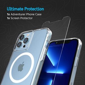 Pelican iPhone 13 Pro Case with Screen Protector [Compatible With MagSafe] [10FT MIL-Grade Drop Protection] Shockproof Phone Cover for iPhone 13 Pro with 9H Tempered Glass, Anti-Yellowing - Clear