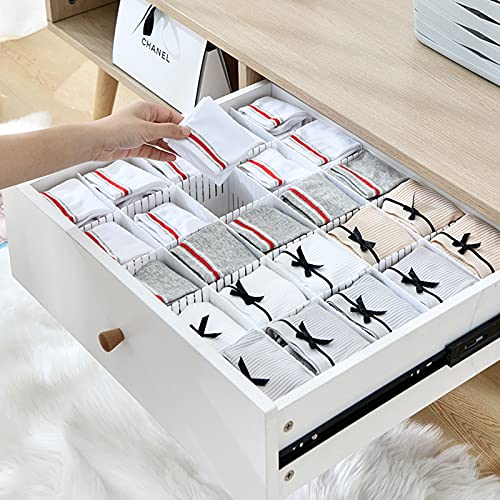 GesangF 20PCS DIY Plastic Grid Drawer Dividers, Large Adjustable Drawer Storage Organizer (38cmx11cm) for Clutter Kitchen Cutlery Dresser Makeup Tools Socks Can Help Tidy Office Desk Clinic Bedroom