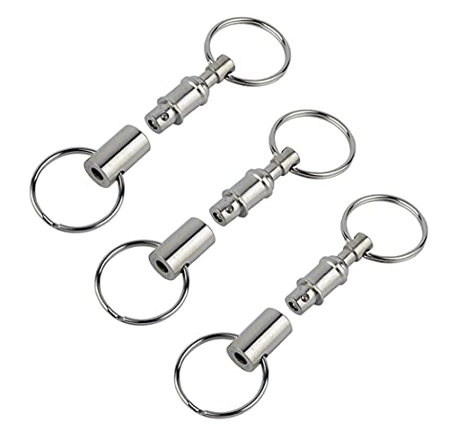 Bamboopack Quick Release Detachable Pull Apart Key Rings Pull Coupler Keychain Double Spring Split Snap Keyrings Separable Keychain Lock Holder Keychains Key Accessory(Pack of 3)