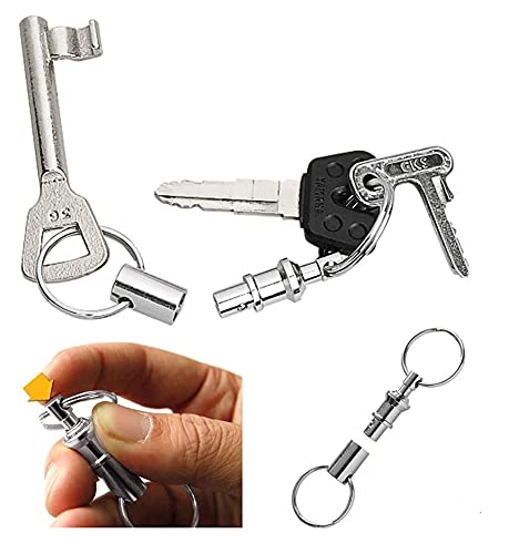 Bamboopack Quick Release Detachable Pull Apart Key Rings Pull Coupler Keychain Double Spring Split Snap Keyrings Separable Keychain Lock Holder Keychains Key Accessory(Pack of 3)