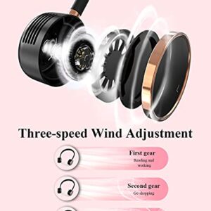 Minthouz Portable Neck Fan, 3 Speeds Wearable Personal Fan Hands Free Bladeless Fan, 2000mAh Rechargeable Battery Operated USB Fan 360° Cooling Fan Around Neck for Outdoor, Travel, Home,Office - Black