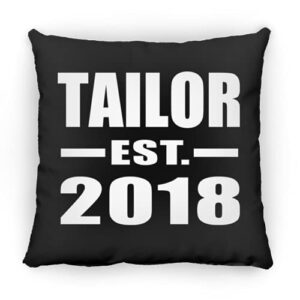designsify tailor established est. 2018, 12 inch throw pillow black decor zipper cover with insert, gifts for birthday anniversary christmas xmas fathers mothers day
