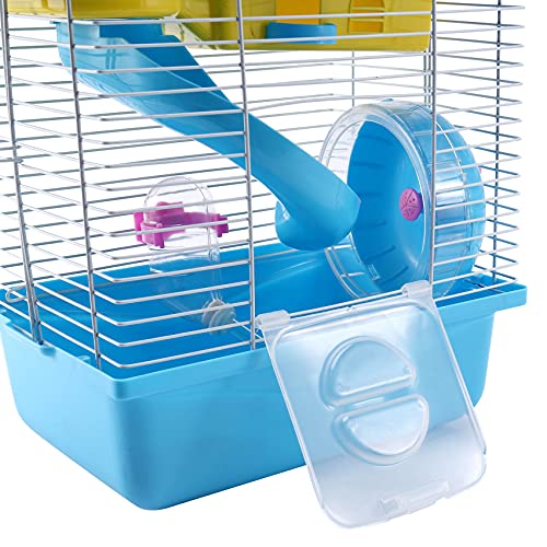 FDSF Pet Cage Hamster with Transparent Skylight Double Layer House for Hamster Golden Hamster Pet Blue