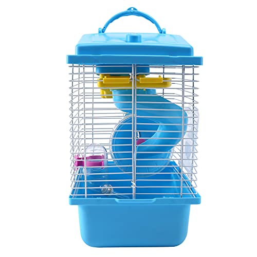 FDSF Pet Cage Hamster with Transparent Skylight Double Layer House for Hamster Golden Hamster Pet Blue