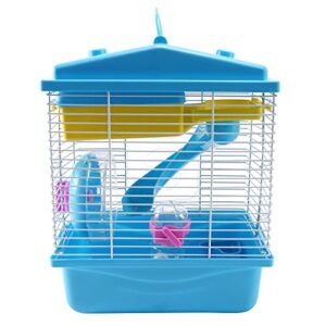 FDSF Pet Cage Hamster with Transparent Skylight Double Layer House for Hamster Golden Hamster Pet Blue