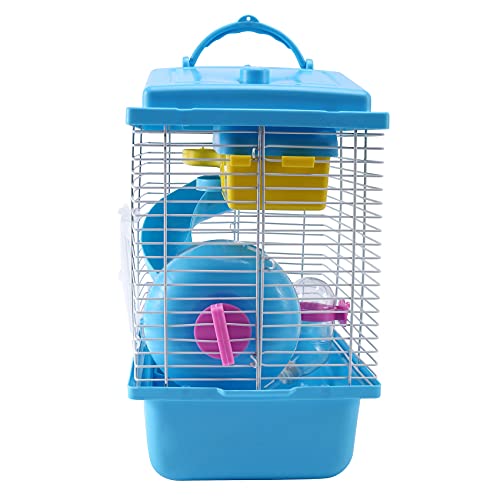 FDSF Pet Cage Hamster with Transparent Skylight Double Layer House for Hamster Golden Hamster Pet Blue