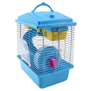 FDSF Pet Cage Hamster with Transparent Skylight Double Layer House for Hamster Golden Hamster Pet Blue