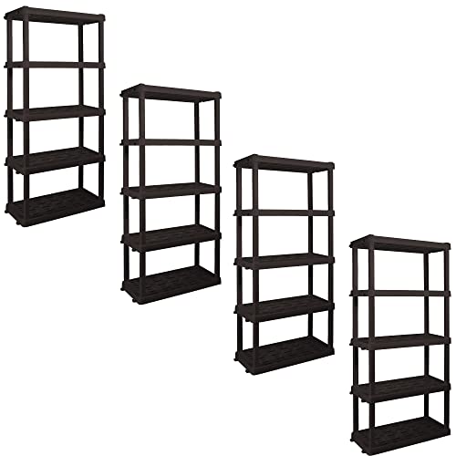 Oskar 5-Tier Storage Shelf, Interlocking Heavy Duty Shelving Unit, 750 lbs(‎18 x 36 x 73.8 inches), Multipurpose Organizer for Garage, Basement, Utility Shed, Workshop, Made in North America, Black