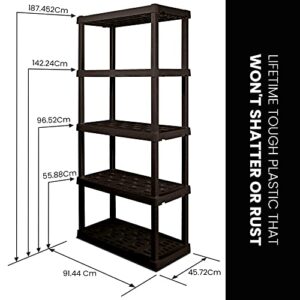 Oskar 5-Tier Storage Shelf, Interlocking Heavy Duty Shelving Unit, 750 lbs(‎18 x 36 x 73.8 inches), Multipurpose Organizer for Garage, Basement, Utility Shed, Workshop, Made in North America, Black