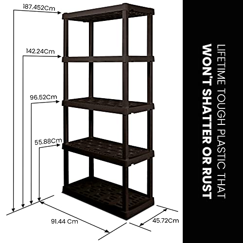 Oskar 5-Tier Storage Shelf, Interlocking Heavy Duty Shelving Unit, 750 lbs(‎18 x 36 x 73.8 inches), Multipurpose Organizer for Garage, Basement, Utility Shed, Workshop, Made in North America, Black