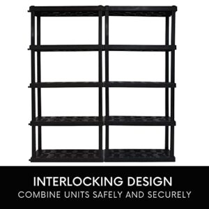 Oskar 5-Tier Storage Shelf, Interlocking Heavy Duty Shelving Unit, 750 lbs(‎18 x 36 x 73.8 inches), Multipurpose Organizer for Garage, Basement, Utility Shed, Workshop, Made in North America, Black