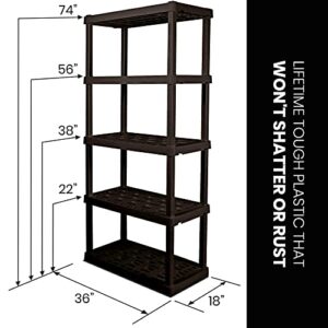 Oskar 5-Tier Storage Shelf, Interlocking Heavy Duty Shelving Unit, 750 lbs(‎18 x 36 x 73.8 inches), Multipurpose Organizer for Garage, Basement, Utility Shed, Workshop, Made in North America, Black