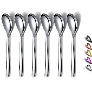 demitasse espresso spoons, 5.5'' mini coffee spoons, stainless steel small spoons,tea spoons for dessert, set of 6, dishwasher safe (silver)