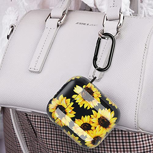 Sun Flower Case Compatible with AirPods Cover, Full Protective Soft TPU AirPods Cover Compatible with AirPods 1&2 Wireless and Wired Charging Case ZPYOU -Black Sunflower