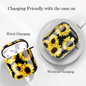 Sun Flower Case Compatible with AirPods Cover, Full Protective Soft TPU AirPods Cover Compatible with AirPods 1&2 Wireless and Wired Charging Case ZPYOU -Black Sunflower