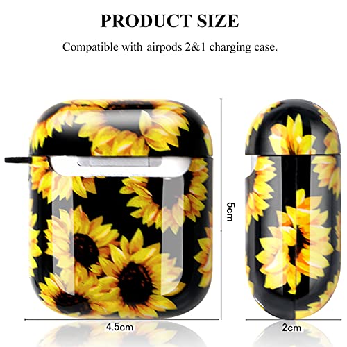 Sun Flower Case Compatible with AirPods Cover, Full Protective Soft TPU AirPods Cover Compatible with AirPods 1&2 Wireless and Wired Charging Case ZPYOU -Black Sunflower