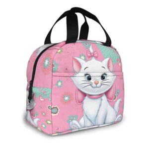yunlenb cartoon character the aristocats lunch bag for men women proof portable reusable thermal lunch box cooler tote for travel picnic work. one size, white