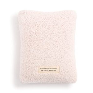 demdaco love prayer blush pink 12 x 10 plush fabric throw pillow with bookmark