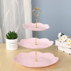 3 Tier Plastic Cupcake Stand Dessert Cupcake Stand Cakes Fruit Candy Display Tower for Wedding, Birthday Party, Tea Party and Baby Shower (Pink, 2)