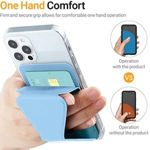 JUST4YOU Card Holder and Stand for Phone Case, Premium PU Leather 2 Card Storage Wallet Kickstand Grip Holder Stick on Back of Phone (Blue) CH_SD_BL