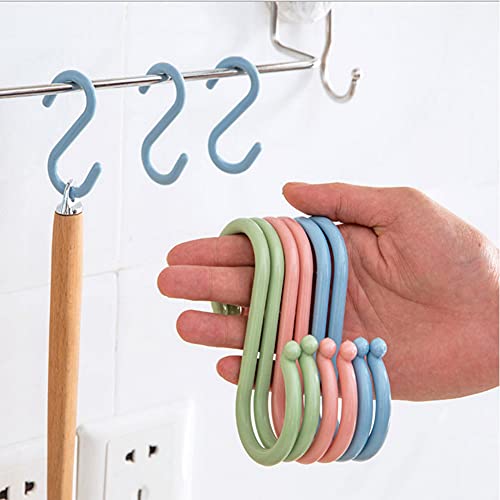 Carrittons S Shaped Hooks Plastic Hook for Hanging Pots Pans Plants Utensils Closet Clothes Bags Towels Home Kitchen Accessories 20 Pieces (Blue)