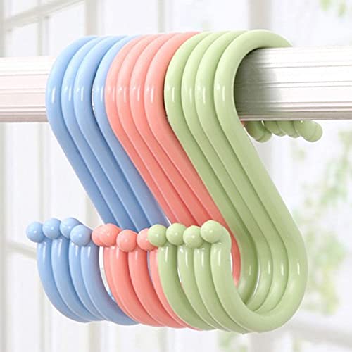 Carrittons S Shaped Hooks Plastic Hook for Hanging Pots Pans Plants Utensils Closet Clothes Bags Towels Home Kitchen Accessories 20 Pieces (Blue)