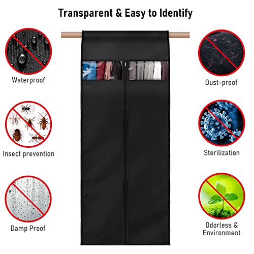 MuChoney Garment Bag Black Extra Large (XL 24x20x47" ) Storage bag for clothes Long-term storage Jacket clothes Protection from dust