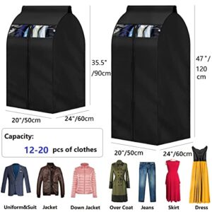 MuChoney Garment Bag Black Extra Large (XL 24x20x47" ) Storage bag for clothes Long-term storage Jacket clothes Protection from dust