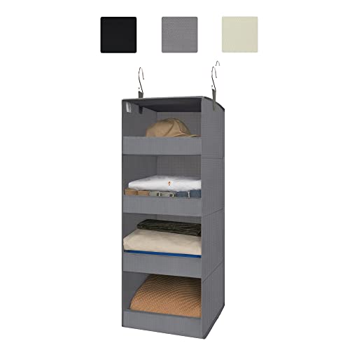 GRANNY SAYS 4-Shelf Hanging Organizer, Closet Hanging Shelves, Closet Hanging Storage Organizers, Organization for Bedroom, Living Room, Baby Nursery, Camper Accessories, Gray, 1-Pack