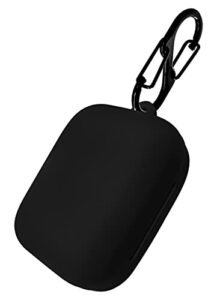 geiomoo silicone carrying case compatible with oneplus buds pro, portable scratch shock resistant cover with carabiner (black)
