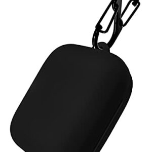 Geiomoo Silicone Carrying Case Compatible with Oneplus Buds Pro, Portable Scratch Shock Resistant Cover with Carabiner (Black)