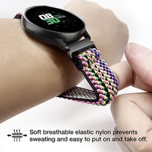 20mm Stretchy Band Compatible with Samsung Galaxy Watch 5/4 40mm 44mm/Watch 5 Pro 45mm/Watch 4 Classic 42mm 46mm/Watch 3 41mm/Galaxy Watch 42mm/Active 40mm/Active 2 40 44mm, Nylon Strap for Men Women