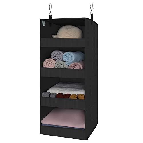 GRANNY SAYS 4-Shelf Hanging Organizer, Closet Hanging Shelves, Closet Hanging Storage Organizers, Organization for Bedroom, Living Room, Baby Nursery, Camper Accessories, Black, 1-Pack