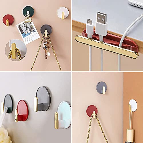 leuapl Decorative Wall Door Self Adhesive Hanger Hooks Heavy Duty for Hanging Coats Clothes Hat Keys Purse, Kitchen Towels Hook, Waterproof Shower Room Sticky Hooks for Bathroom Organizer, 6PCS