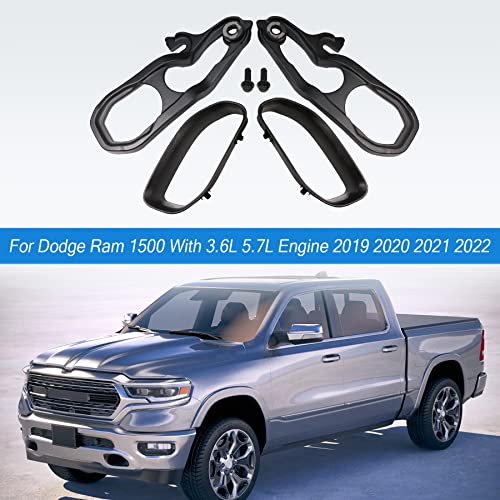 JDMSPEED New Heavy Daty Front Car Tow Hooks Left & Right with Hardware Black Replacement for Dodge Ram 1500 DT with 3.6L 5.7L Engine 2019 2020 2021 2022 Replaces 82215268AB 82215268AB 68272945AB